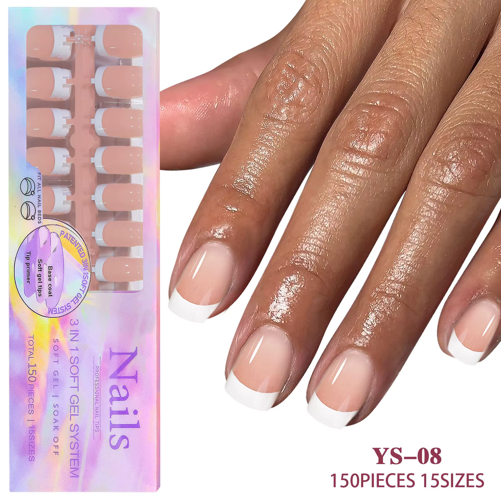 150 faux ongles à presser