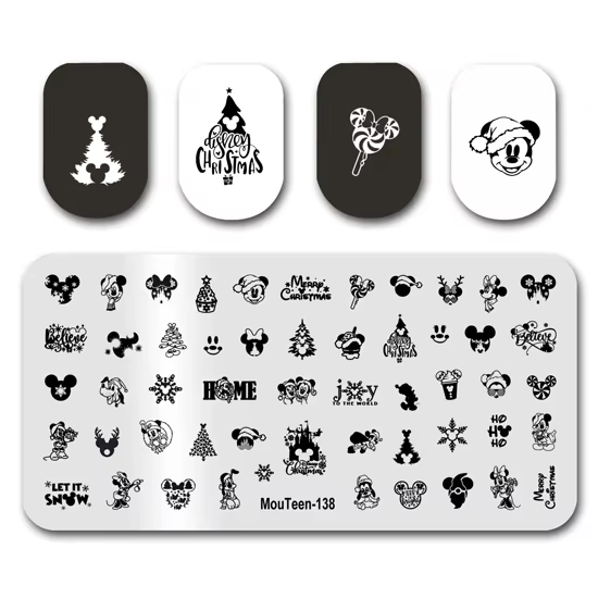 Nail Art Estampage MouTeen-243 Disney Noël Hiver Neige