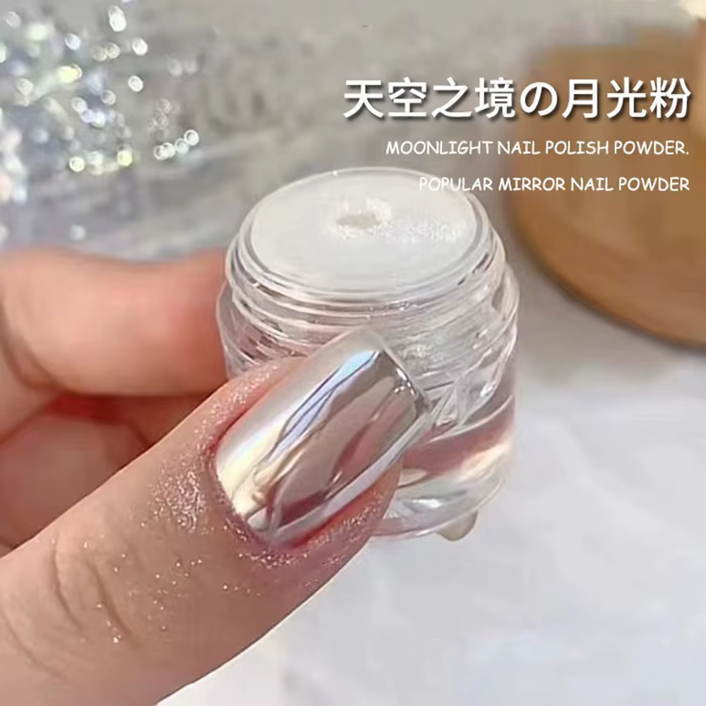 Le "Donut glacé" lueur ongles paillettes Chrome effet de lumière de lune