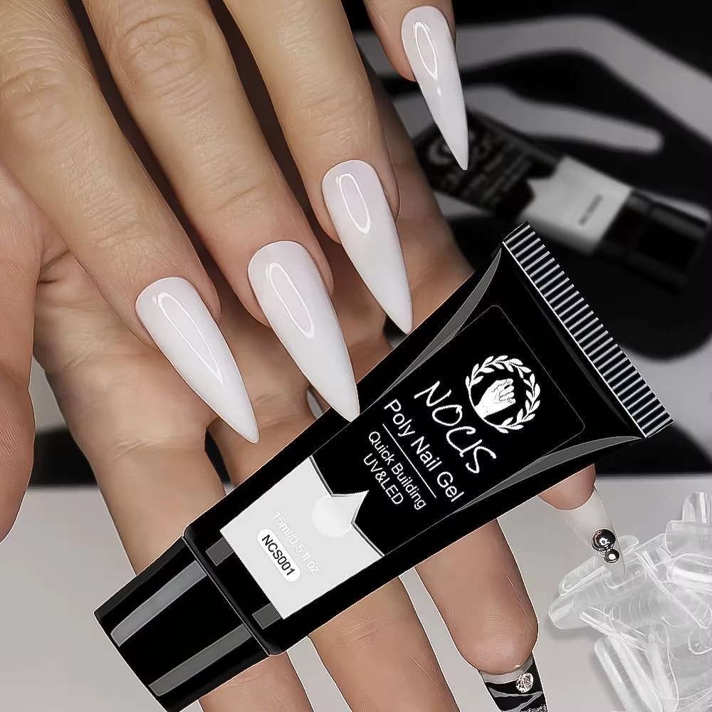 Kit d'extension d'ongles en polygel 4 couleurs NOCIS - Gel de construction résistant et durable avec lampe UV compacte - Obtenez des résultats comme au salon