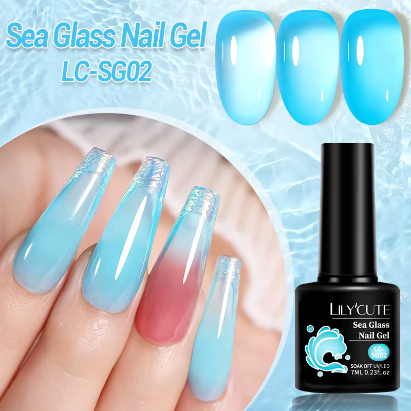 LILYCUTE 7ML gelée verre Gel vernis à ongles Semi-transparent bleu mer