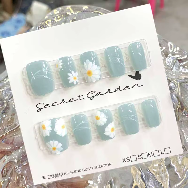 10 pièces mignon marguerite chat yeux presse sur ongles portable faux