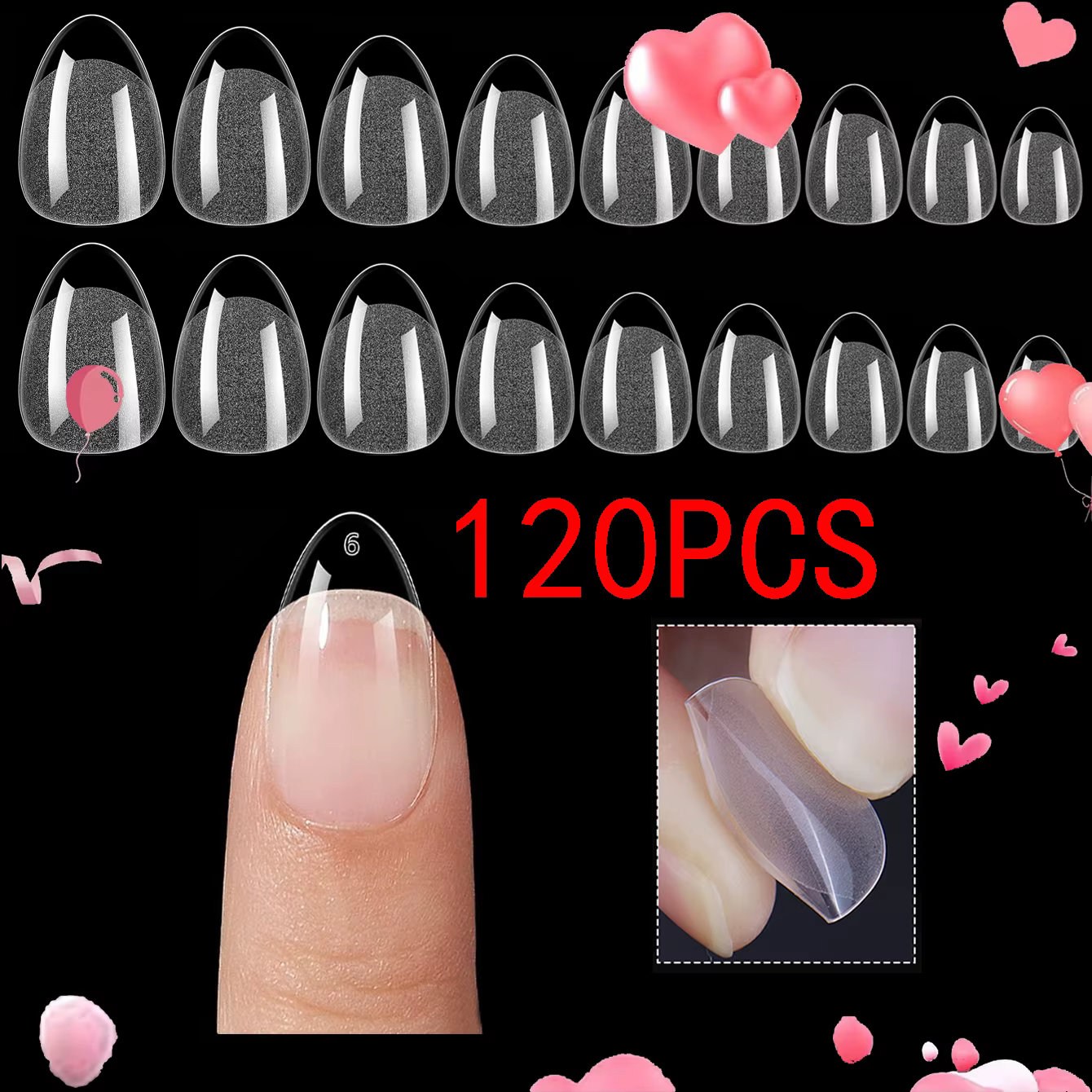 Embouts d'ongles courts en amande : 120