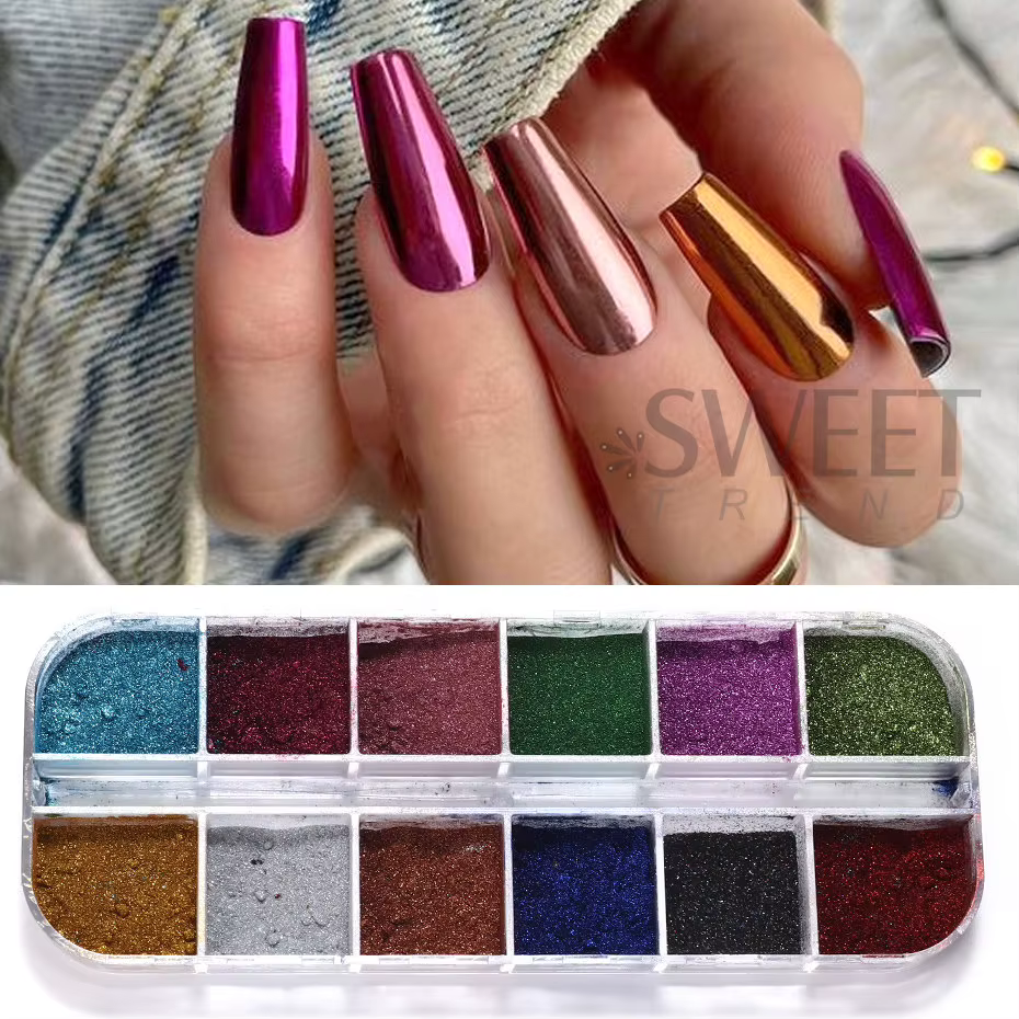 Poudre métallique pour ongles