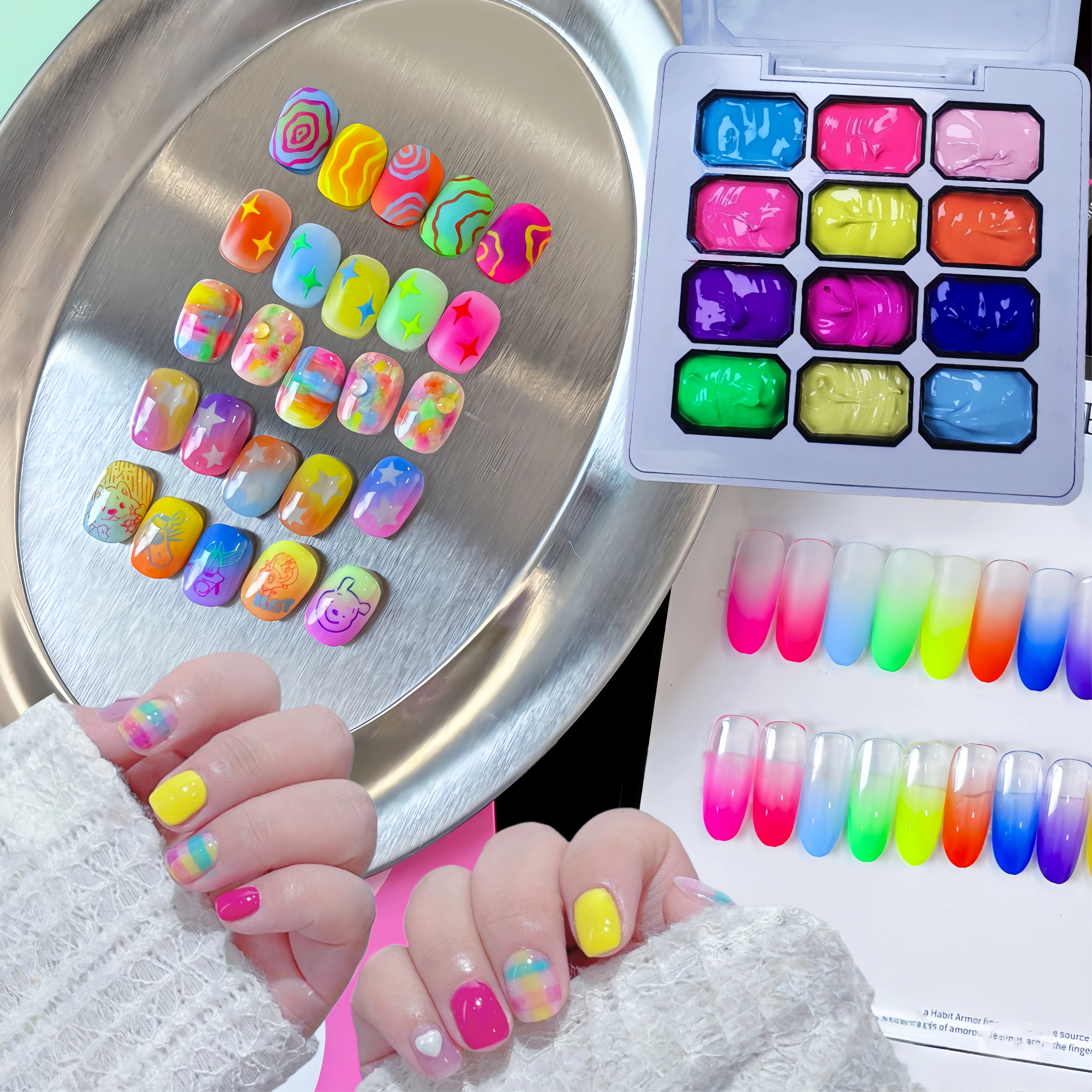 Kit de vernis à ongles adhésif 12 couleurs arc-en-ciel