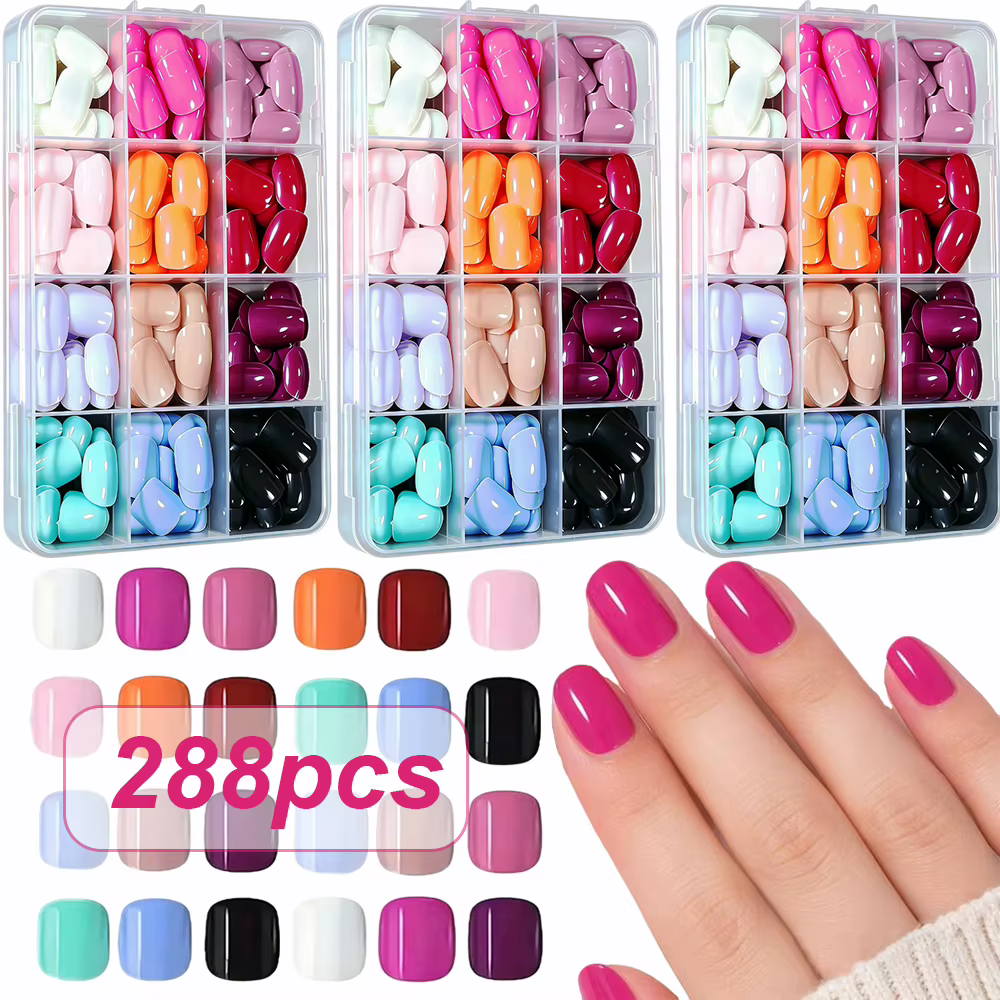 288 pièces de faux ongles courts
