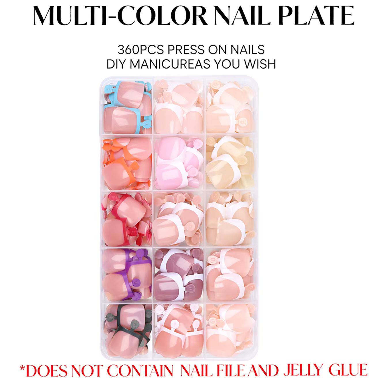 360 faux ongles carrés courts blancs style français