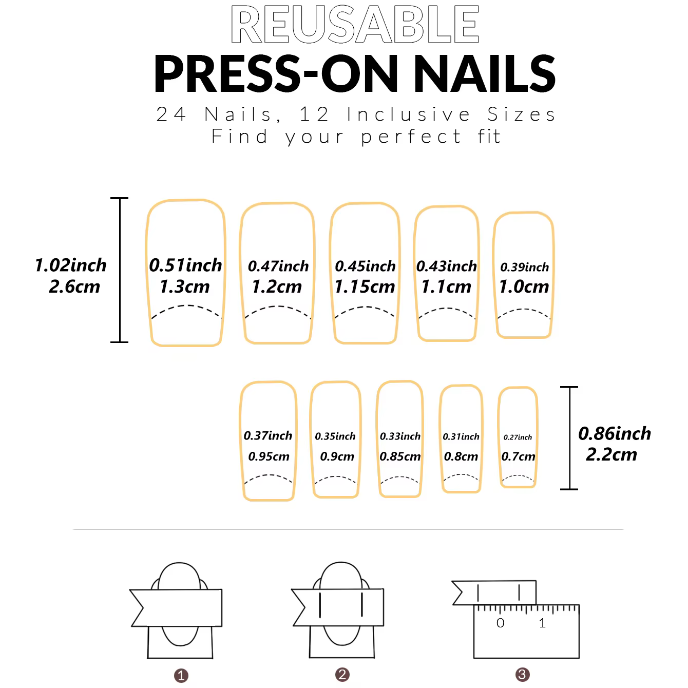 Faux ongles français noirs pointus