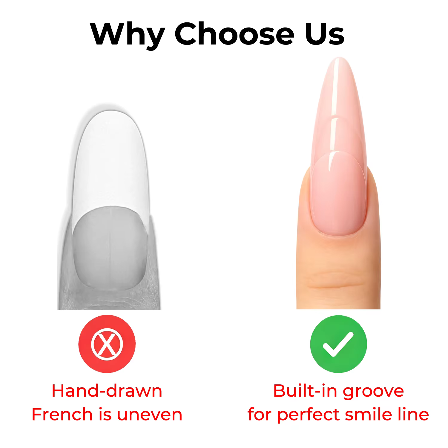 Nailpop Dual Form Space French Oval Transparent 15 Tailles Système de superposition 3D créatif pour manucure en salon en une étape 150 pièces