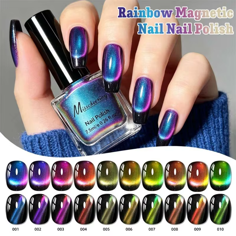 Vernis à ongles magnétique polarisé effet œil de chat irisé