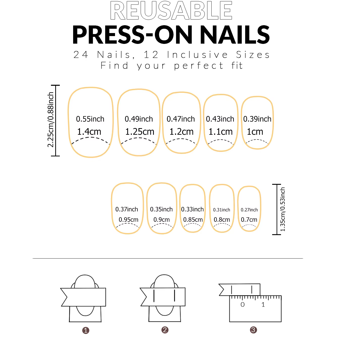 Faux ongles ovales courts à bord français rouge