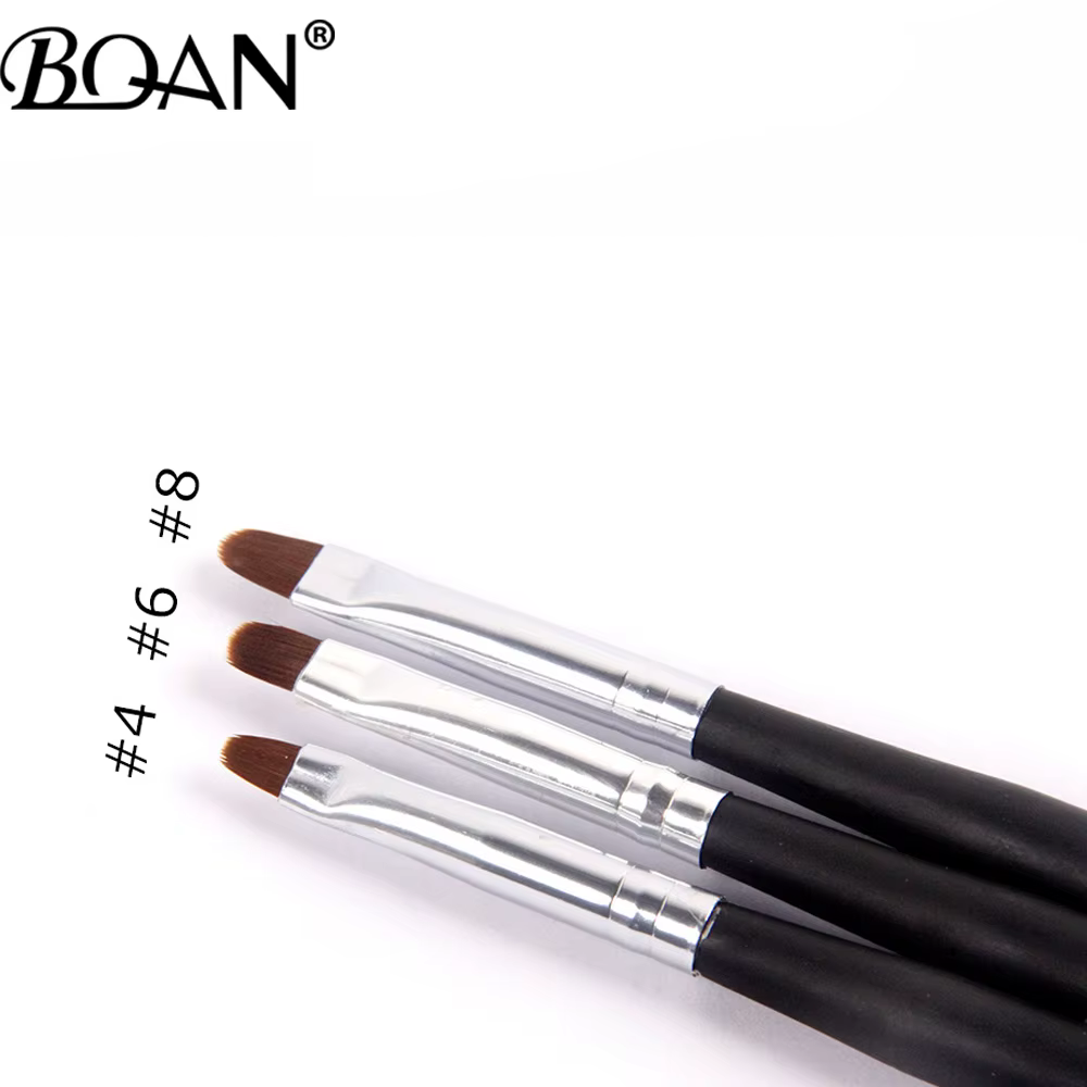 BQAN # 4 # 6 # 8 # 10 Pinceaux à ongles noirs pour gel UV