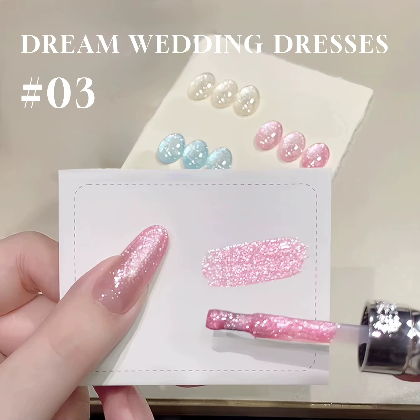 MIANEL 12ml Vernis à Ongles Gel Scintillant Effet Robe de Mariée
