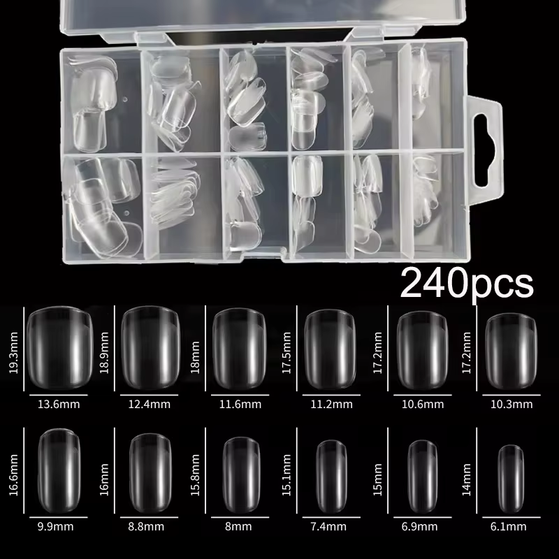 240 pièces/boîte semi-mat XXS amande ongles conseils couverture complète Gel doux faux