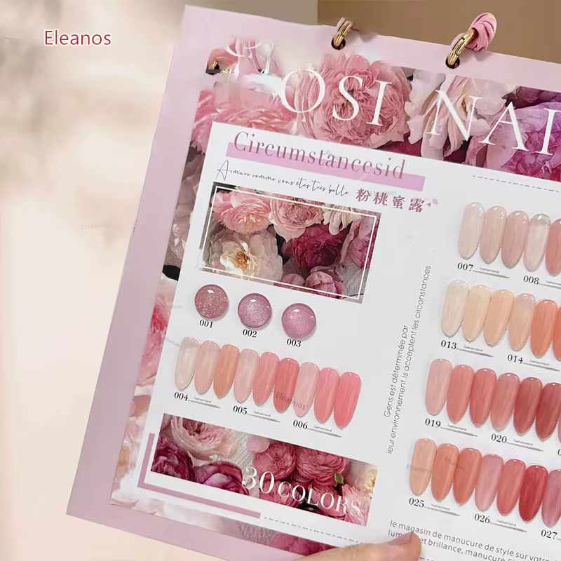 Eleanos rose pêche 30 couleurs 15ml gelée Gel vernis avec ColorCard nu transculent tremper UV LED clair manteau Gel Salon de manucure Kit