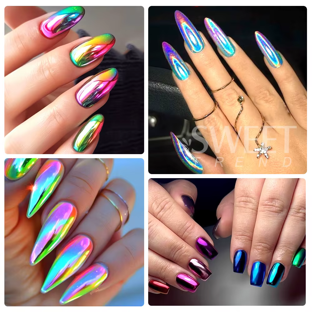Poudre chromée pour ongles