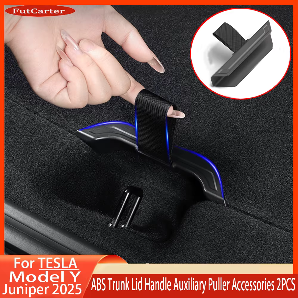 Pour Tesla nouveau modèle Y Juniper 2025 2 pièces couvercle de coffre poignée corde Nylon + ABS couvercle de coffre arrière avant arrière poignée auxiliaire accessoires