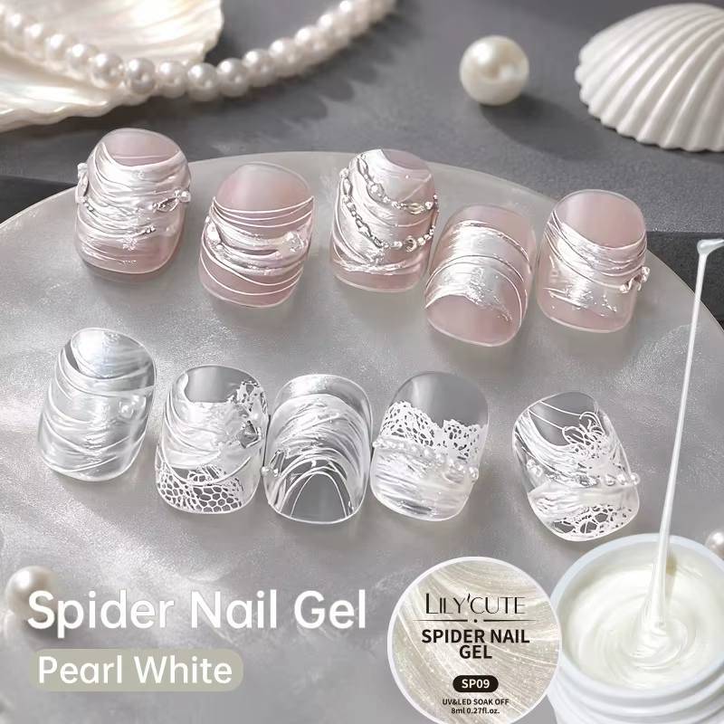 LILYCUTE 8ml Gel à ongles pailleté effet araignée