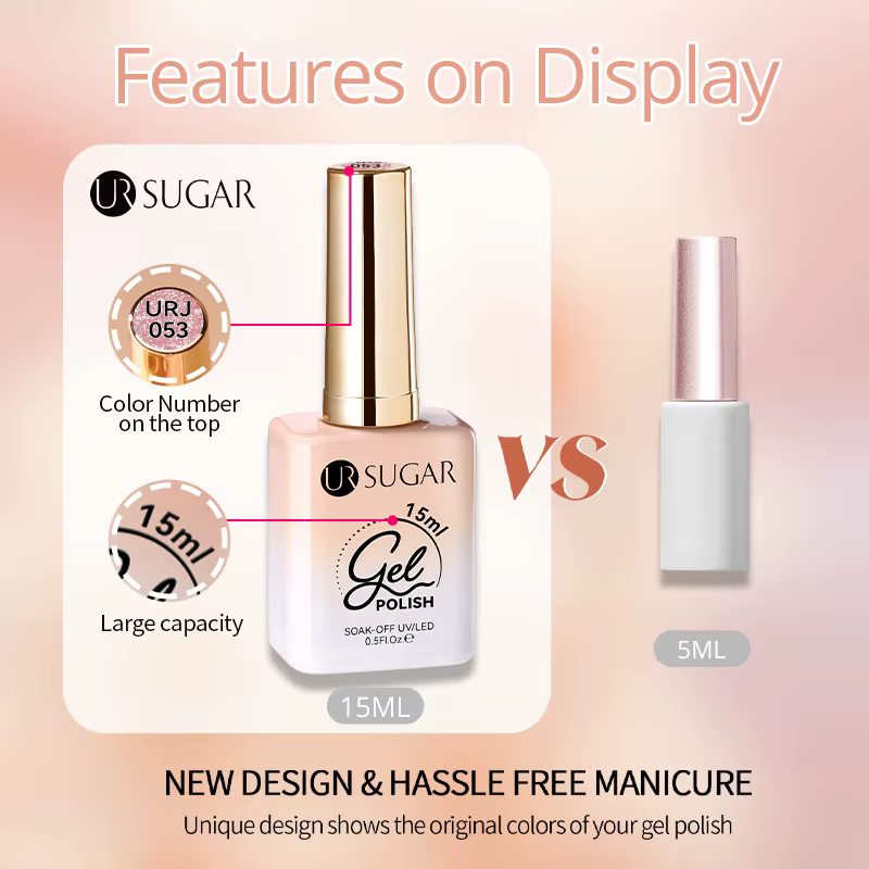 UR SUGAR 15ml gelée nue Gel vernis à ongles rose clair translucide couleur tremper UV LED Gel