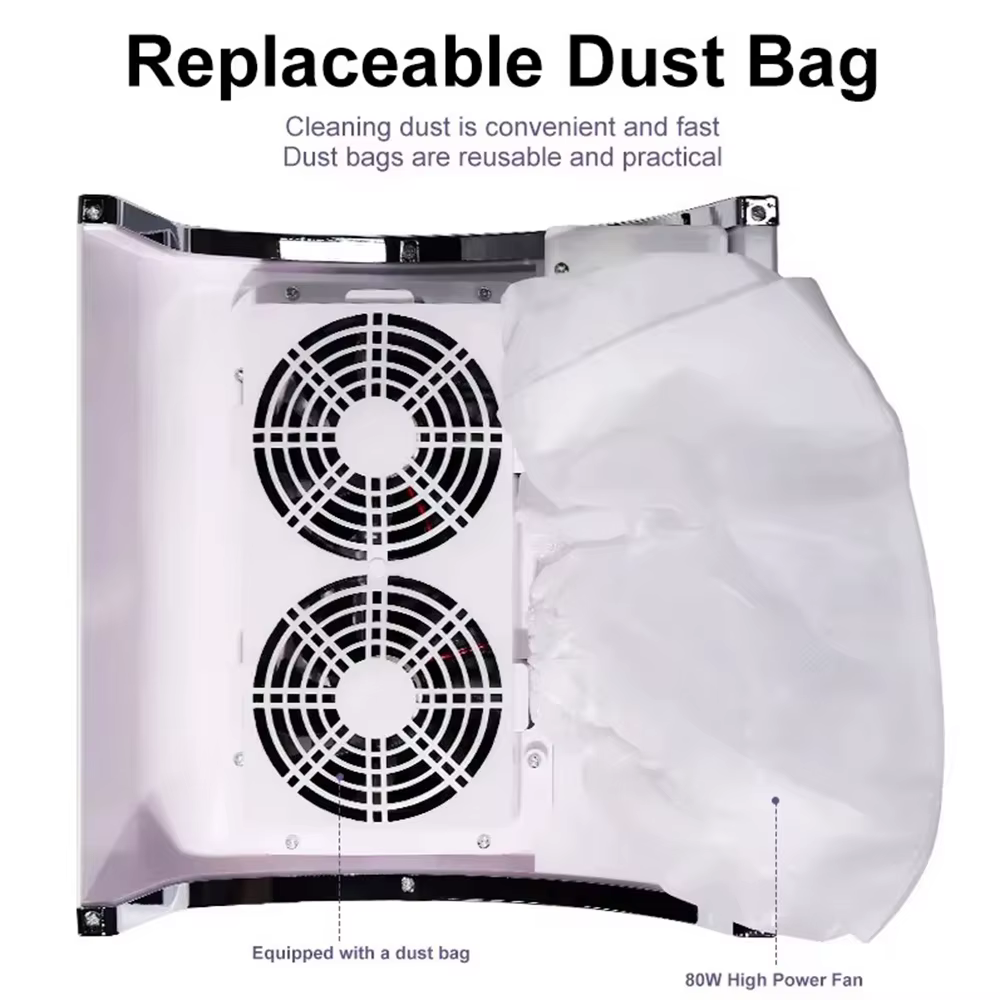 LULAA collecteur de poussière d'ongles pour ongles grande taille 40W 2 ventilateurs extracteur