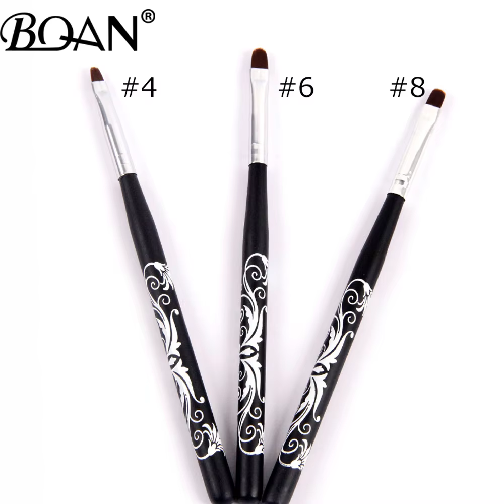 BQAN # 4 # 6 # 8 # 10 Pinceaux à ongles noirs pour gel UV