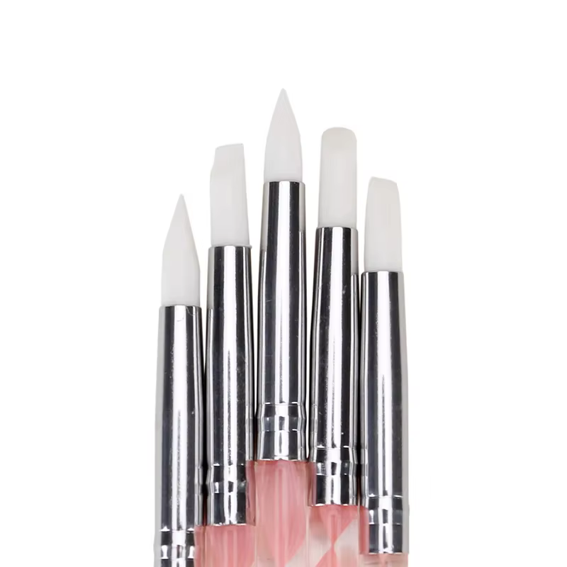 5 pièces, outils de nail art en acrylique et silicone à double embout