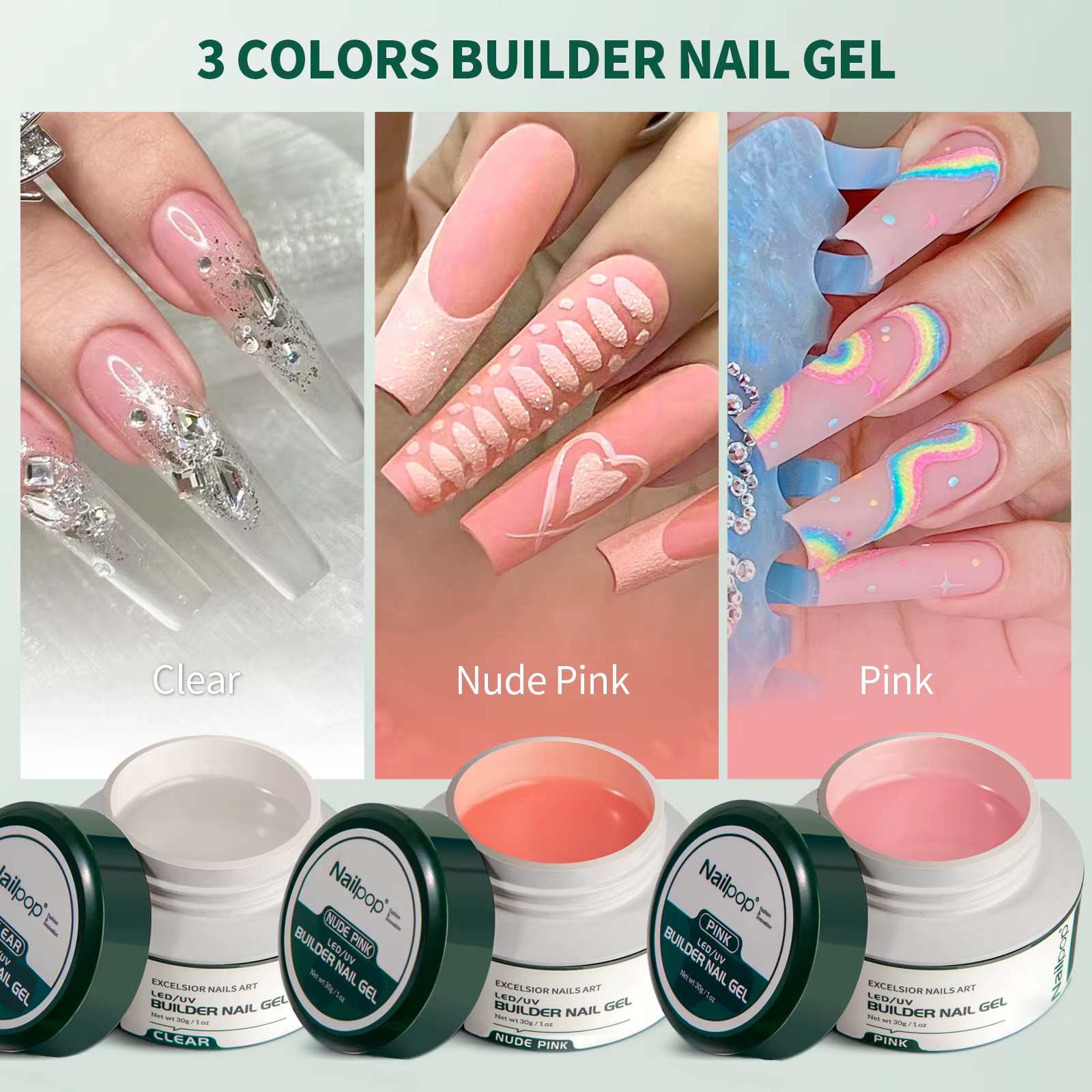 Nailpop Kit de construction de Gel rose nu clair 3 couleurs 1 ensemble professionnel Nail Art bricolage manucure constructeur Gel Kit ongles forts