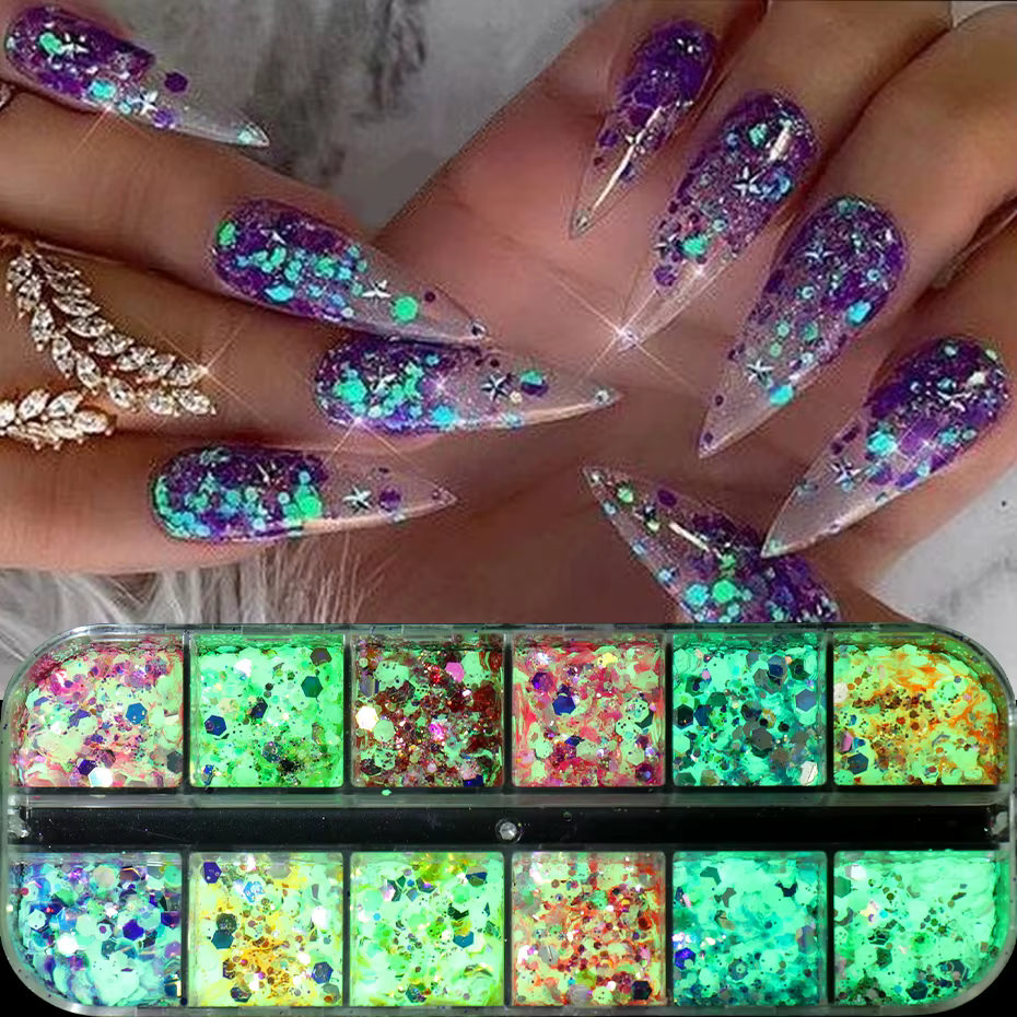Poudre holographique hexagonale brillante pour Nail Art
