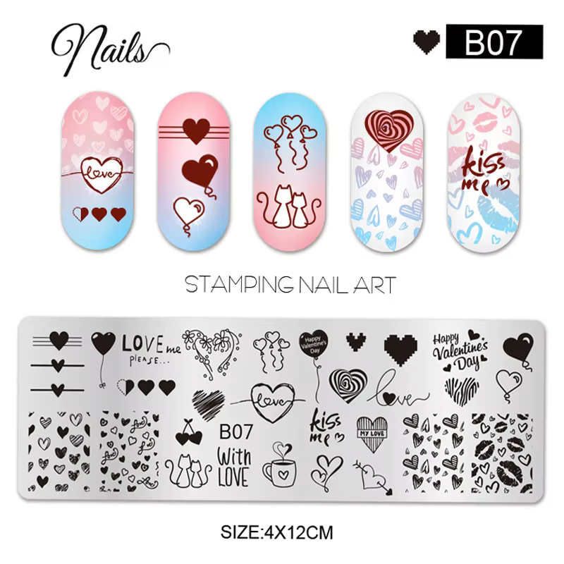 Plaques d'estampage d'ongles pour la saint-valentin