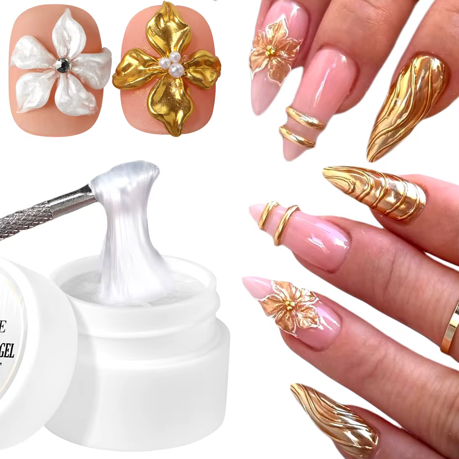 Vernis à ongles Gel solide 3D blanc chromé