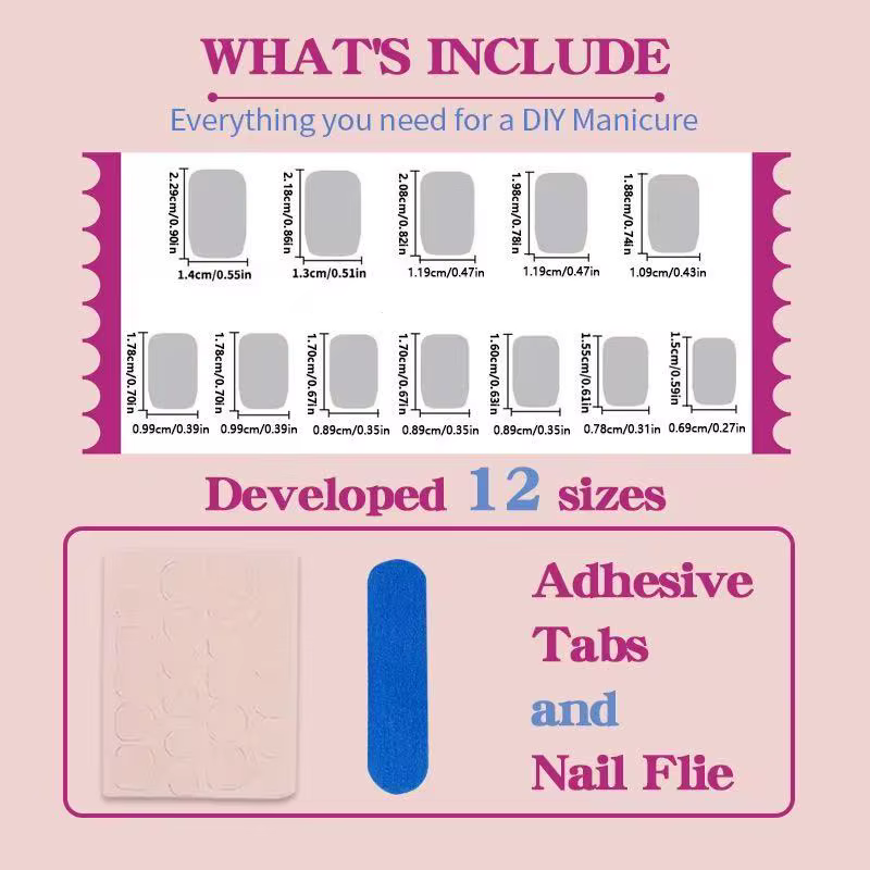 24 faux ongles noirs et blancs de style punk gothique