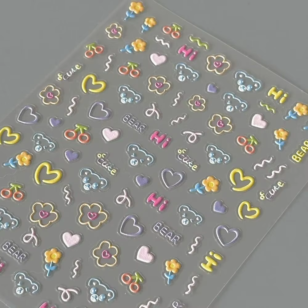 2025 mignon autocollant pour ongles doux en relief