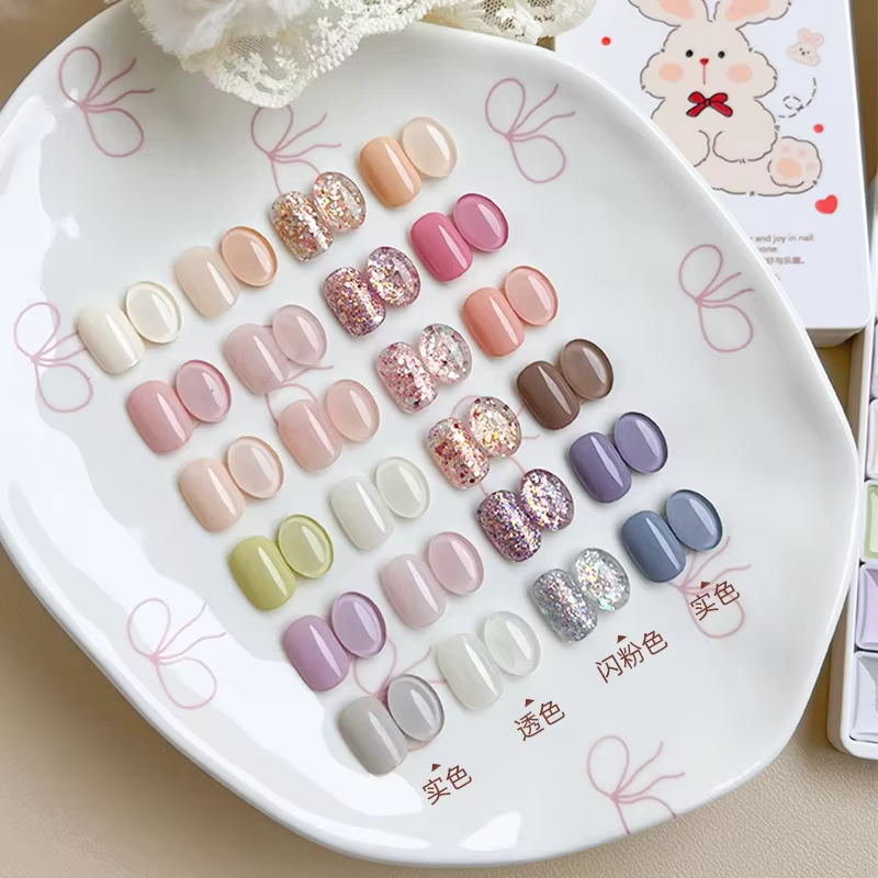 NAIL & YOLLY 24 couleurs noël solide Gel paillettes UV Gel vernis Palette japonais ongles crème Art Semi Permanent tremper Gel