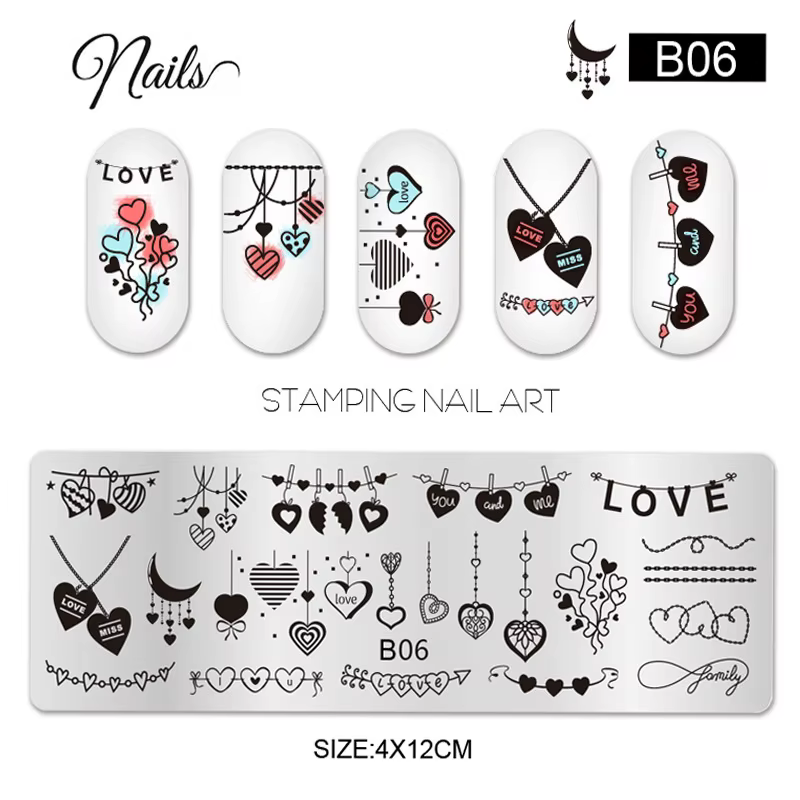 Plaques d'estampage d'ongles pour la saint-valentin