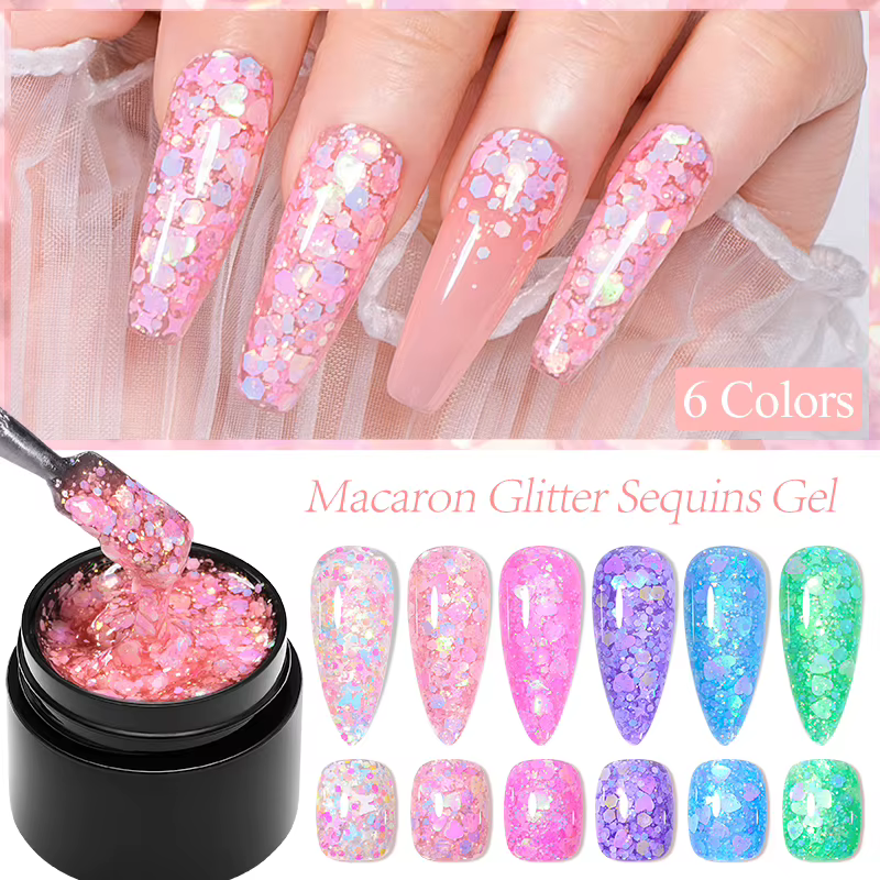 Vernis à ongles Gel à paillettes Macaron