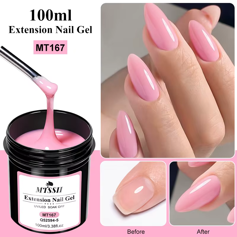 Vernis d'extension d'ongles rose Semi-Permanent UV/LED de grande capacité de 100ml