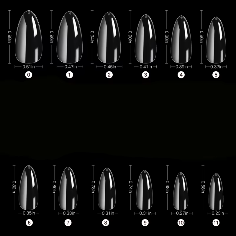Faux ongles en amande, transparents mats
