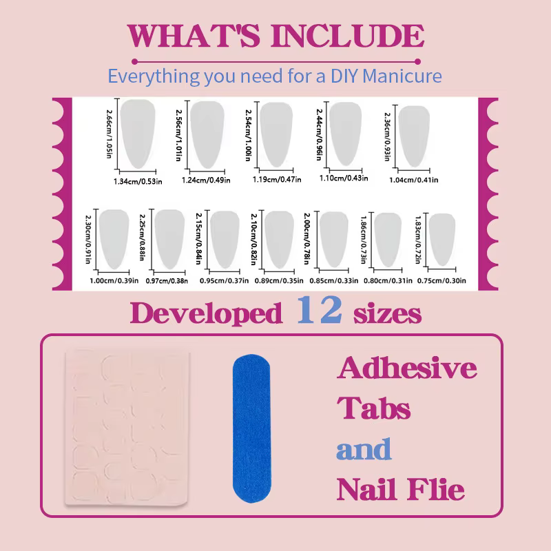 Nouveauté 2026 – 24 faux ongles longs et brillants