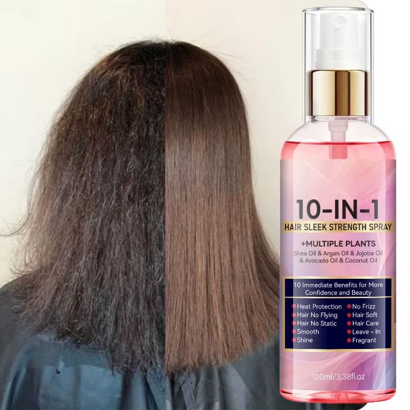 Spray capillaire 10 en 1 sans rinçage pour réparer les cheveux secs, lisser, hydrater et coiffer