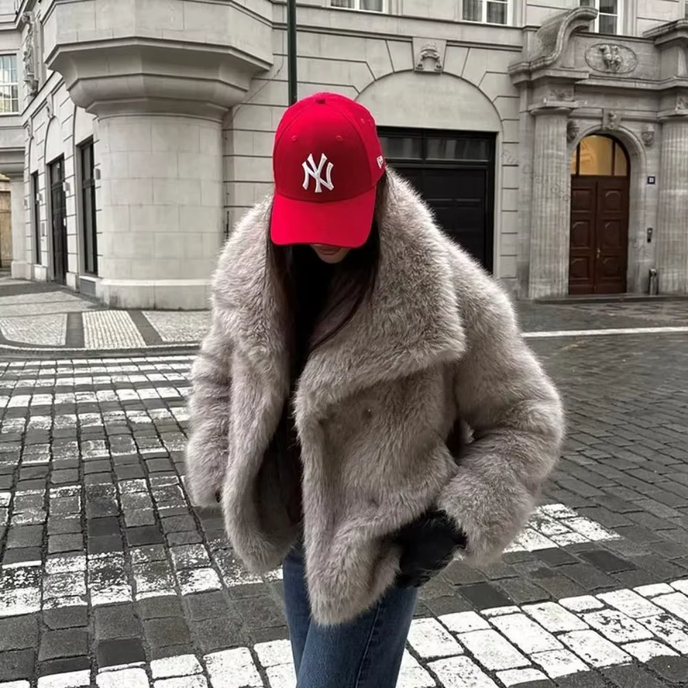Manteau en fausse fourrure pour femme, manches longues, fourrure artificielle, manteau en fourrure moelleuse, manteau court éco-responsable pour femme, fermeture à boutons-pression sur le devant, vête