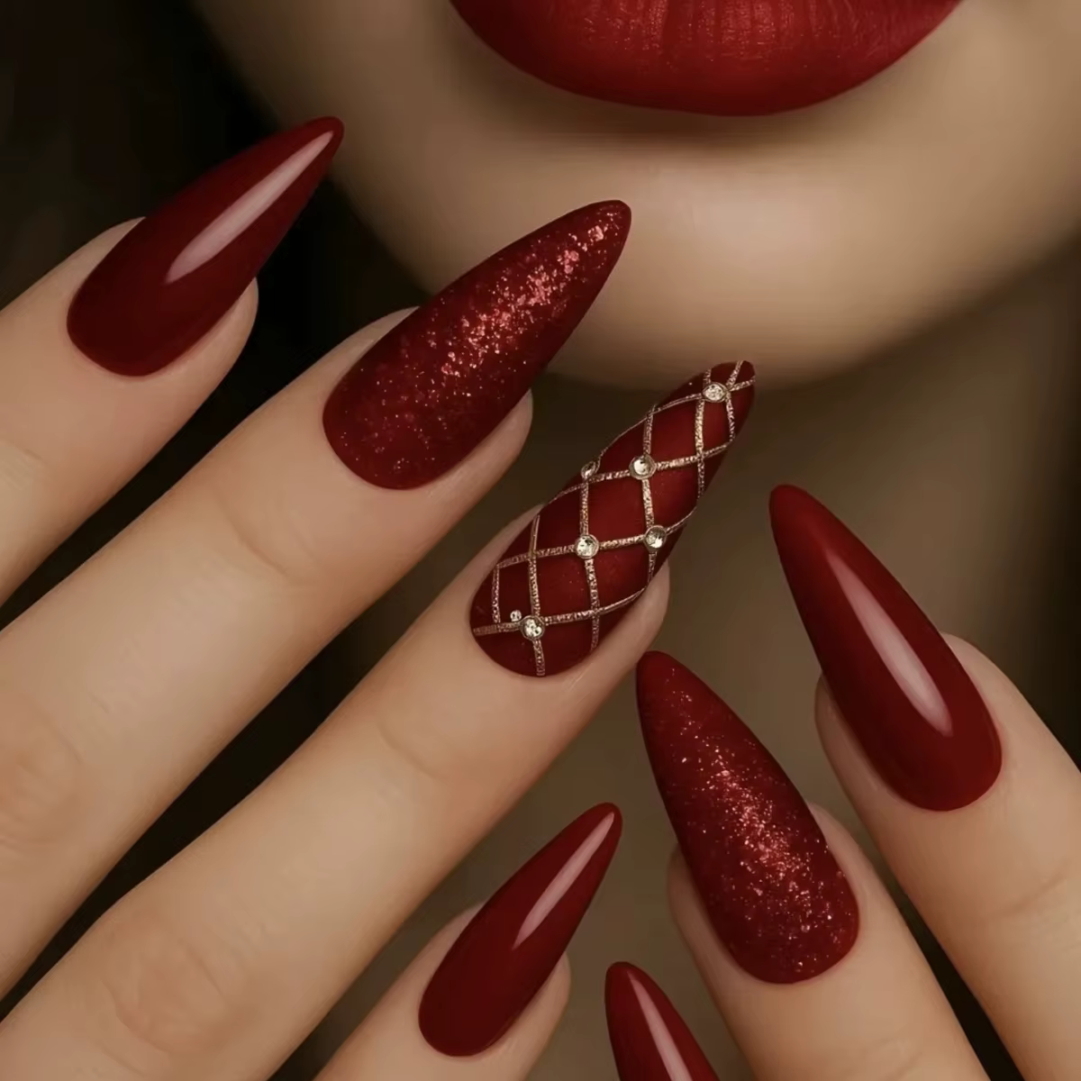 Faux ongles mi-longs pour femmes et filles