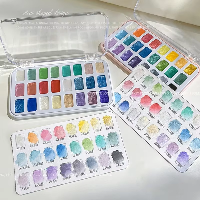 24 couleurs ongles solide Pigment Aurora nacré Nail Art aquarelle métallique Palette peinture dessiner Chrome caméléon