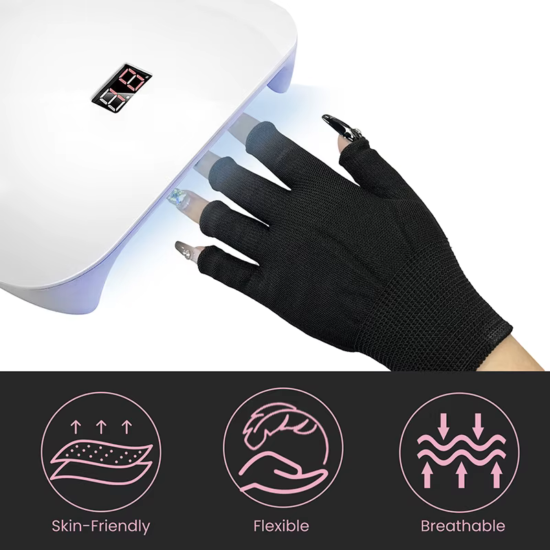 Gants fins anti-UV noirs pour ongles