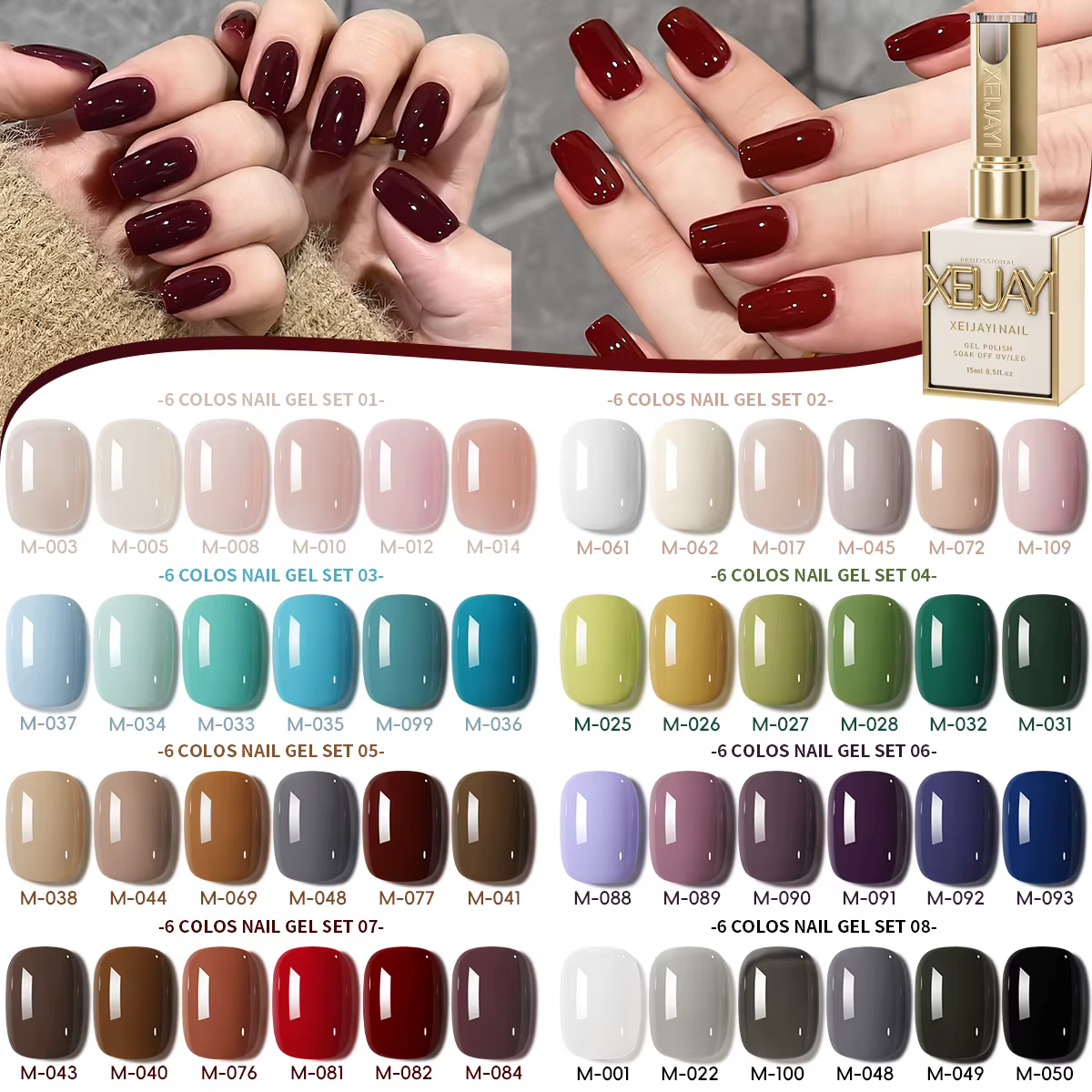 XEIJAYI 6 pièces 15ML gelée glace Transparent nu vert bleu