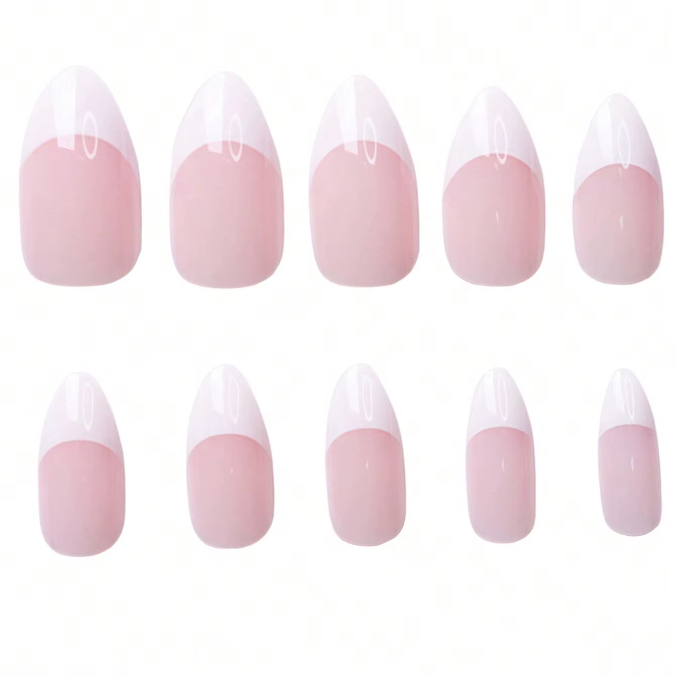 120/150/360 pièces amande rose français presse sur ongles brillant