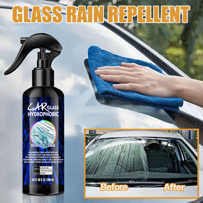 Spray hydrofuge pour voiture, revêtement anti-pluie pour vitres de voiture, liquide hydrophobe anti-pluie, masque pour pare-brise et rétroviseurs, produit chimique automobile