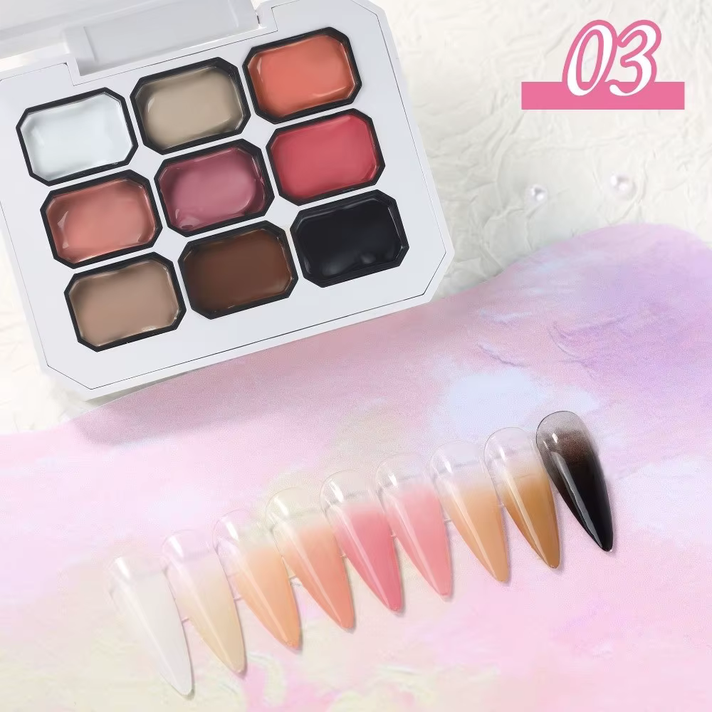 Mini vernis à ongles gel 4 en 1 Pat Ombre, 9 couleurs, gel de peinture facile à dégrader, vernis à ongles français, peinture artistique en gel pour filles