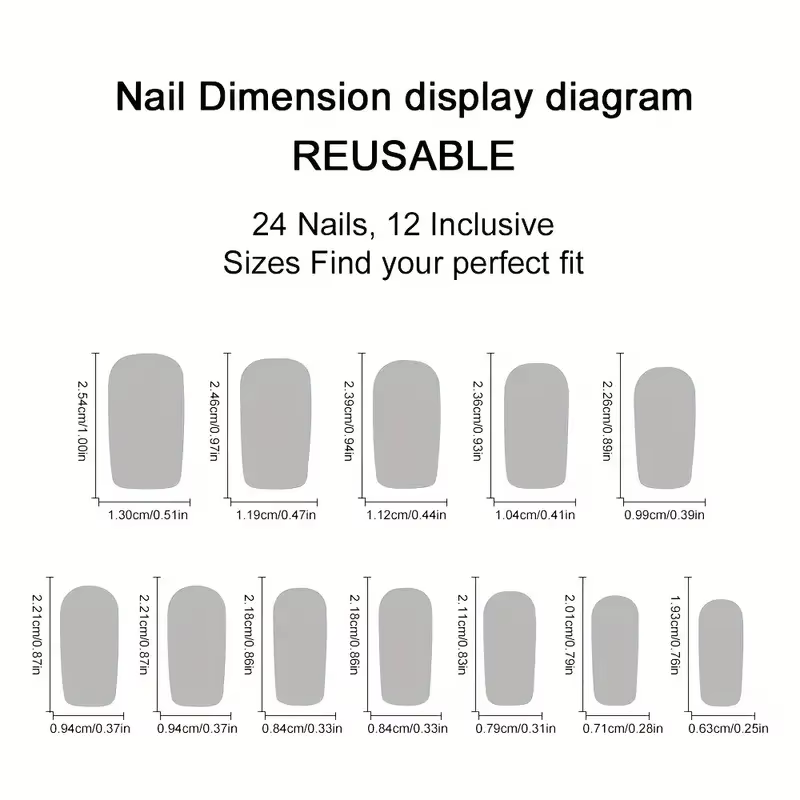 Ensemble complet de 24 faux ongles carrés courts