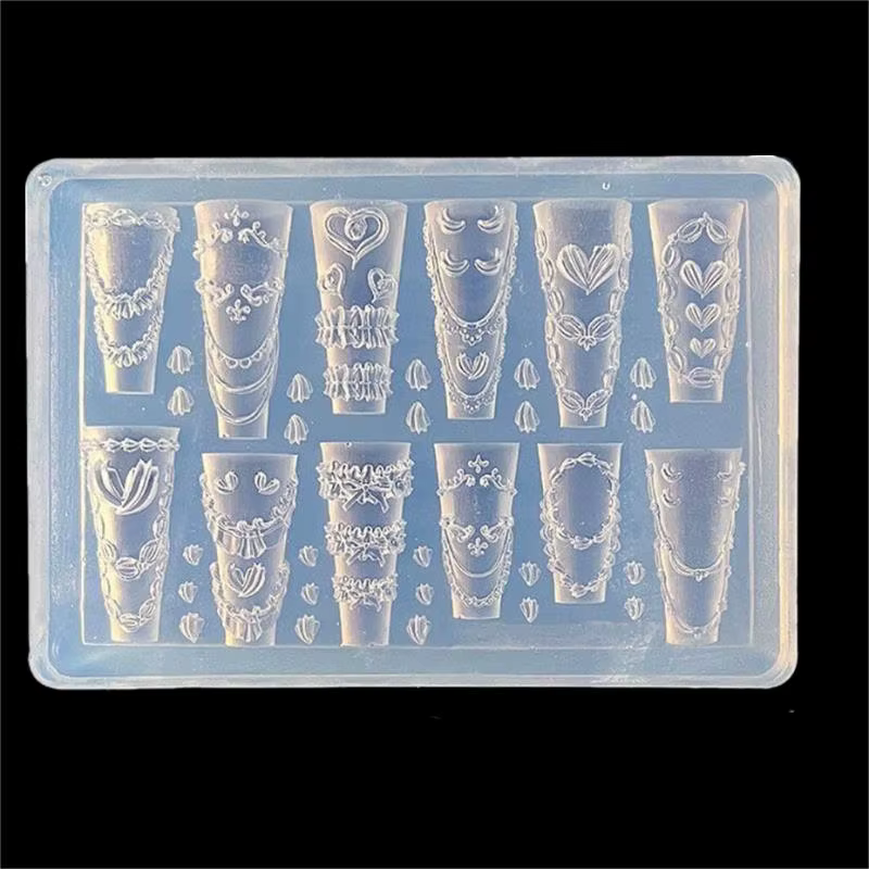 Moule en silicone pour nail art avec nœud en dentelle
