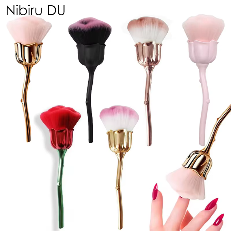 Brosse pour Nail Art, fleur Rose